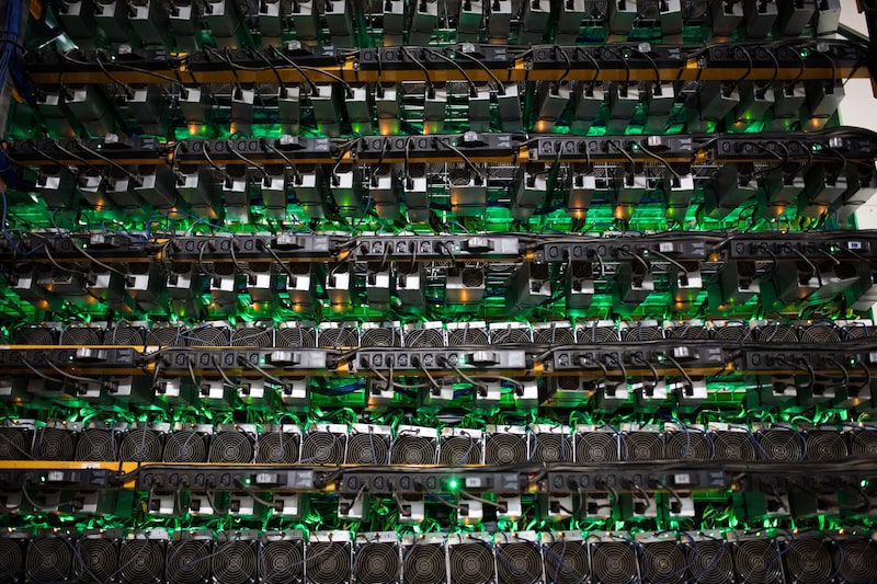 Mineros informáticos en uno de los centros de minería bitcoin de Bitfarms. (Crédito de la imagen: James MacDonald) Mineros informáticos en uno de los centros de minería bitcoin de Bitfarms. (Crédito de la imagen: James MacDonald)