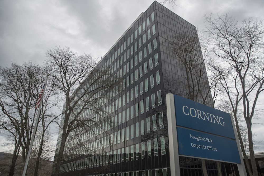 Corning Inc. corporate offices stand in Corning, New York, U.S., on Monday, March 27, 2017. Corning, a manufacture of liquid crystal display (LCD) glass, ceramics and fiber optics, is scheduled to release earnings figures on April 24. Photograph: Victor J. Blue/Bloomberg Corning Inc. corporate offices stand in Corning, New York, U.S., on Monday, March 27, 2017. Corning, a manufacture of liquid crystal display (LCD) glass, ceramics and fiber optics, is scheduled to release earnings figures on April 24. Photograph: Victor J. Blue/Bloomberg
