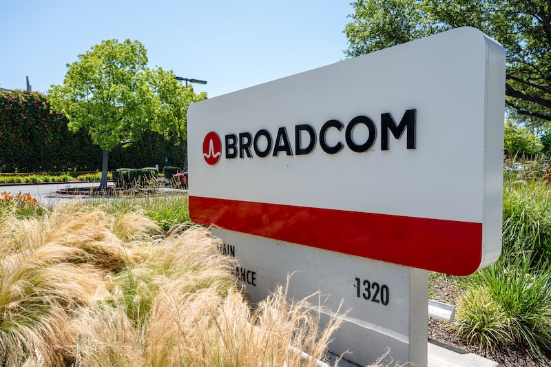 Broadcom Inc. branding. Broadcom Inc. branding.
