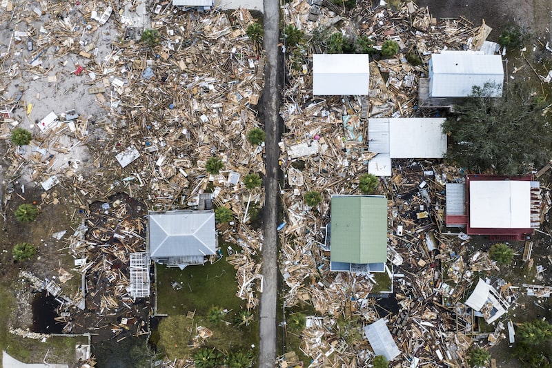 Casas dañadas tras el huracán Helene a Horseshoe Beach, Florida, en 2024. Foto: Chandan Khanna/AFP/Getty Images Casas dañadas tras el huracán Helene a Horseshoe Beach, Florida, en 2024. Foto: Chandan Khanna/AFP/Getty Images