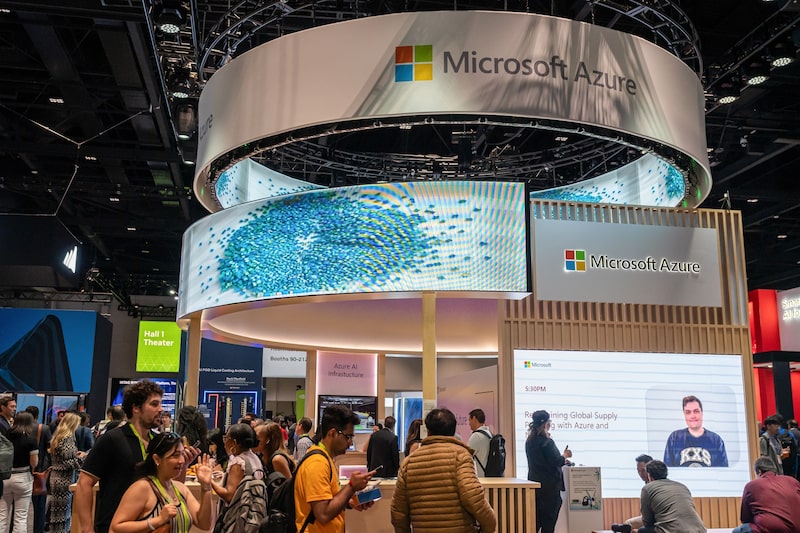 Señalización de Microsoft Azure en la zona de exposiciones durante la conferencia Nvidia GTC en San José, California. Fotógrafo: David Paul Morris/Bloomberg. Señalización de Microsoft Azure en la zona de exposiciones durante la conferencia Nvidia GTC en San José, California. Fotógrafo: David Paul Morris/Bloomberg.