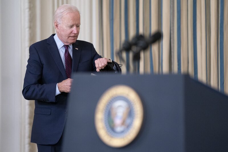 U.S. President Joe Biden checks his watch while arriving to speak in the State Dining Room of the White House in Washington, D.C., U.S., on Monday, Oct. 4, 2021. The U.S. is moving closer to its first-ever default, with neither political party in Washington yet signaling it's ready to back down from a partisan showdown on the federal debt limit. Photographer: Stefani Reynolds/Bloomberg U.S. President Joe Biden checks his watch while arriving to speak in the State Dining Room of the White House in Washington, D.C., U.S., on Monday, Oct. 4, 2021. The U.S. is moving closer to its first-ever default, with neither political party in Washington yet signaling it's ready to back down from a partisan showdown on the federal debt limit. Photographer: Stefani Reynolds/Bloomberg