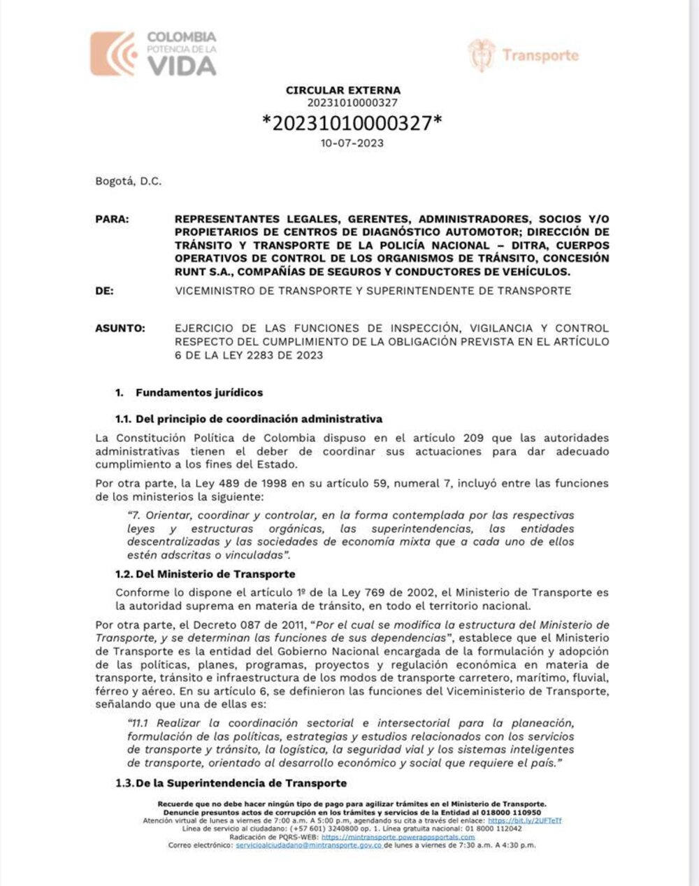 Circular número *20231010000327* Circular número *20231010000327*