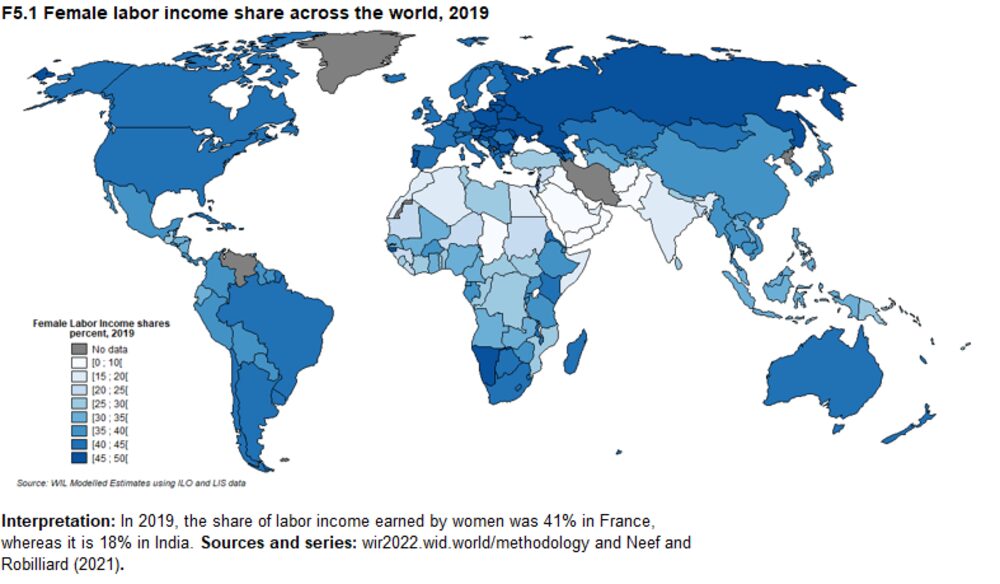 Participación de las mujeres en los ingresos laborales en todo el mundo, 2019. Participación de las mujeres en los ingresos laborales en todo el mundo, 2019.