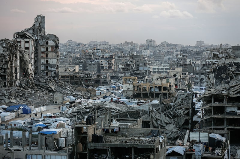 Edificios destruidos en la ciudad de Gaza, Gaza, el 23 de febrero. Foto: Ahmad Salem/Bloomberg Edificios destruidos en la ciudad de Gaza, Gaza, el 23 de febrero. Foto: Ahmad Salem/Bloomberg