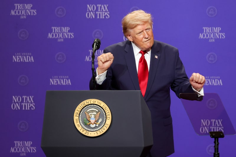 US President Donald Trump dances during an event in Las Vegas, Nevada, US, on Wednesday, Aug. 5, 2026. Election results in Nevada could have an outsized impact this fall, determining whether President Trump is able to push legislative priorities through Congress for the second half of his term, or whether his administration will spend it mired in oversight and investigations. Photographer: Ian Maule/Bloomberg US President Donald Trump dances during an event in Las Vegas, Nevada, US, on Wednesday, Aug. 5, 2026. Election results in Nevada could have an outsized impact this fall, determining whether President Trump is able to push legislative priorities through Congress for the second half of his term, or whether his administration will spend it mired in oversight and investigations. Photographer: Ian Maule/Bloomberg