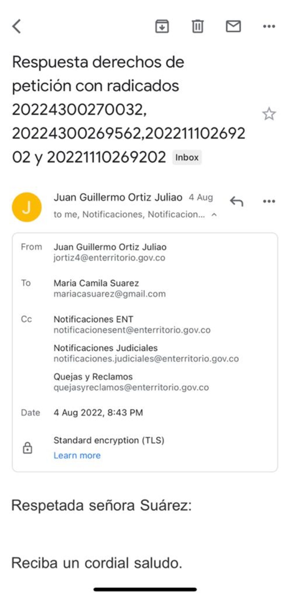 Correo de respuesta Correo de respuesta