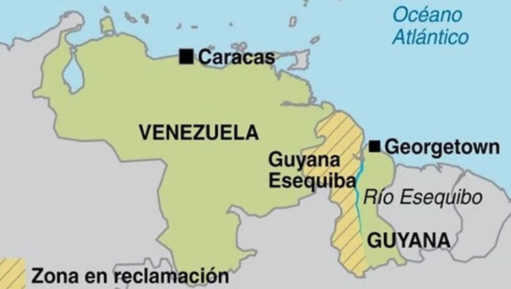 En amarillo y sombreado, el territorio en disputa. En amarillo y sombreado, el territorio en disputa.