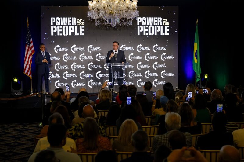 Jair Bolsonaro habla durante un evento de Turning Point USA Power of The People en Miami, el 3 de febrero. Jair Bolsonaro habla durante un evento de Turning Point USA Power of The People en Miami, el 3 de febrero.