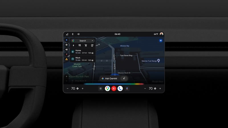 Un coche equipado con Google built-in. Un coche equipado con Google built-in.