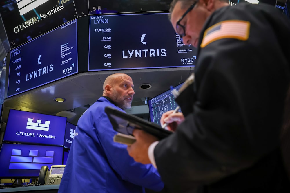 Lyntris Inc. signage as traders work during the companys initial public offering (IPO) on the floor of the New York Stock Exchange (NYSE) in New York, US, on Wednesday, Aug. 19, 2026. Lyntris Inc. and some of its backers raised $297.5 million in a downsized US initial public offering that priced below its marketed range. Photographer: Michael Nagle/Bloomberg Lyntris Inc. signage as traders work during the companys initial public offering (IPO) on the floor of the New York Stock Exchange (NYSE) in New York, US, on Wednesday, Aug. 19, 2026. Lyntris Inc. and some of its backers raised $297.5 million in a downsized US initial public offering that priced below its marketed range. Photographer: Michael Nagle/Bloomberg
