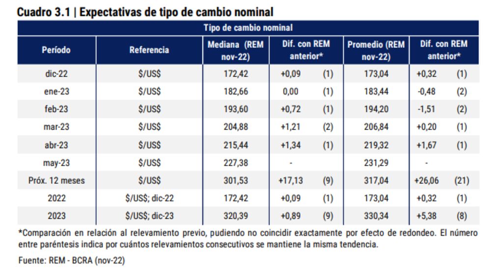 Fuente: REM del BCRA Fuente: REM del BCRA