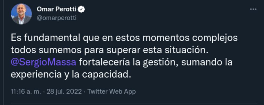 El gobernador de Santa Fe pidió por la llegada de Massa al gabinete El gobernador de Santa Fe pidió por la llegada de Massa al gabinete
