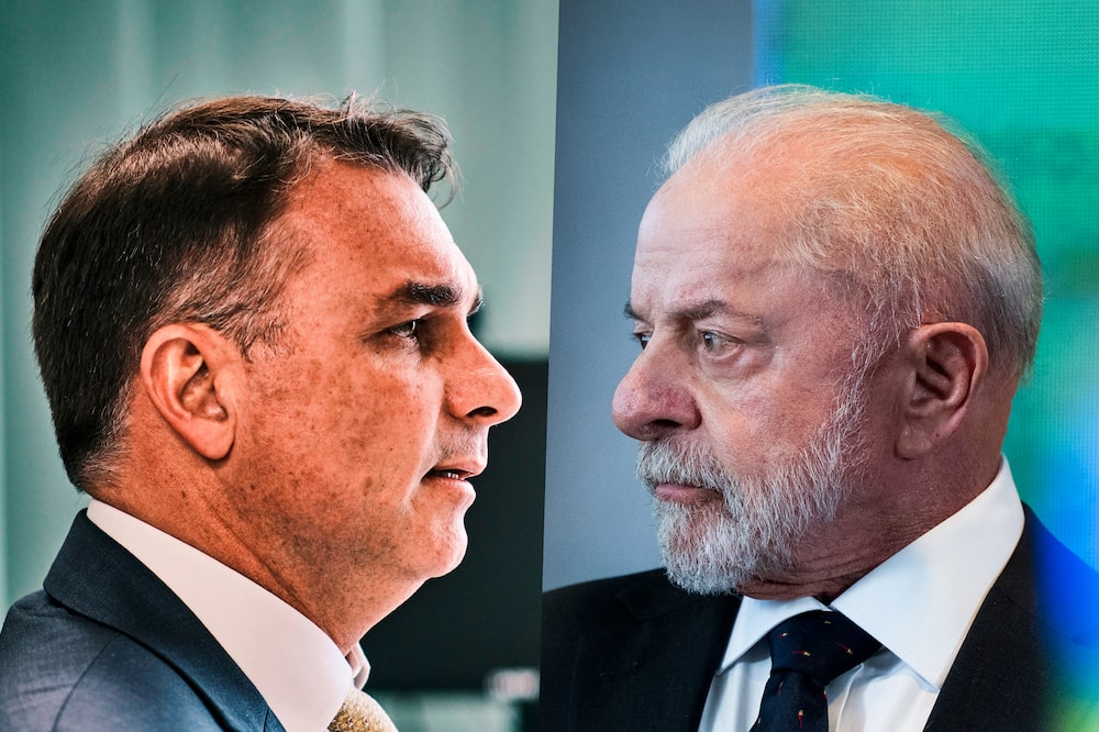 Luiz Inácio Lula da Silva / Flávio Bolsonaro.
Fotos: Aaron Schwartz/Bloomberg e Gustavo Minas/Bloomberg Luiz Inácio Lula da Silva / Flávio Bolsonaro.
Fotos: Aaron Schwartz/Bloomberg e Gustavo Minas/Bloomberg
