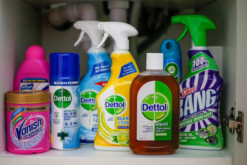 Dettol, Air Wick, Vanish and Cillit Bang health and hygiene products, produced by Reckitt Benckiser Group Plc, in an arranged photograph in London, U.K., on Wednesday, Oct. 14, 2020. Reckitt are due to report third-quarter sales on Oct. 20. Photographer: Hollie Adams/Bloomberg Dettol, Air Wick, Vanish and Cillit Bang health and hygiene products, produced by Reckitt Benckiser Group Plc, in an arranged photograph in London, U.K., on Wednesday, Oct. 14, 2020. Reckitt are due to report third-quarter sales on Oct. 20. Photographer: Hollie Adams/Bloomberg