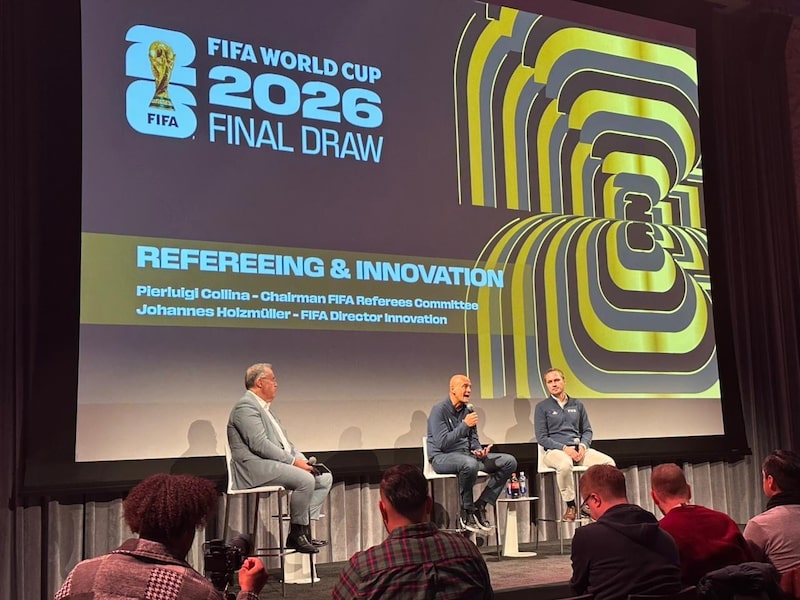 Painel sobre o uso de tecnologia na Copa do Mundo de 2026 em evento em Washington DC na véspera do sorteio dos grupos e dos jogos da competição (Foto: Alexandre Salvador/Bloomberg Línea) Painel sobre o uso de tecnologia na Copa do Mundo de 2026 em evento em Washington DC na véspera do sorteio dos grupos e dos jogos da competição (Foto: Alexandre Salvador/Bloomberg Línea)