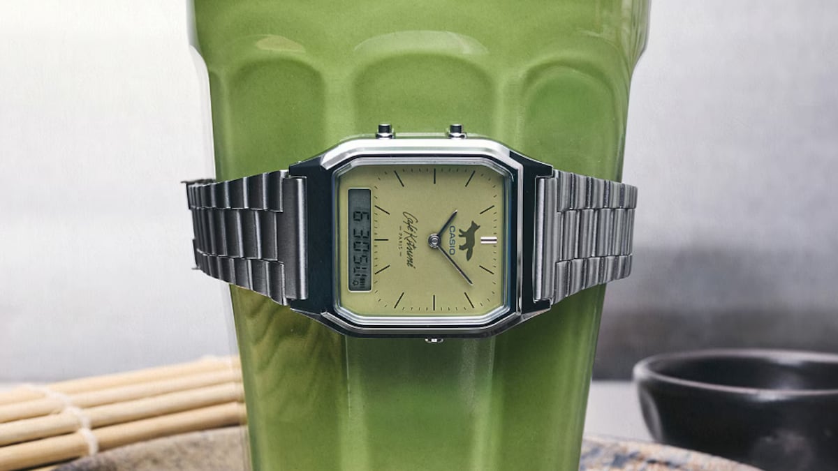 La edición del reloj destaca por su carátula color verde inspirada en el matcha. Fotografía: Casio.
