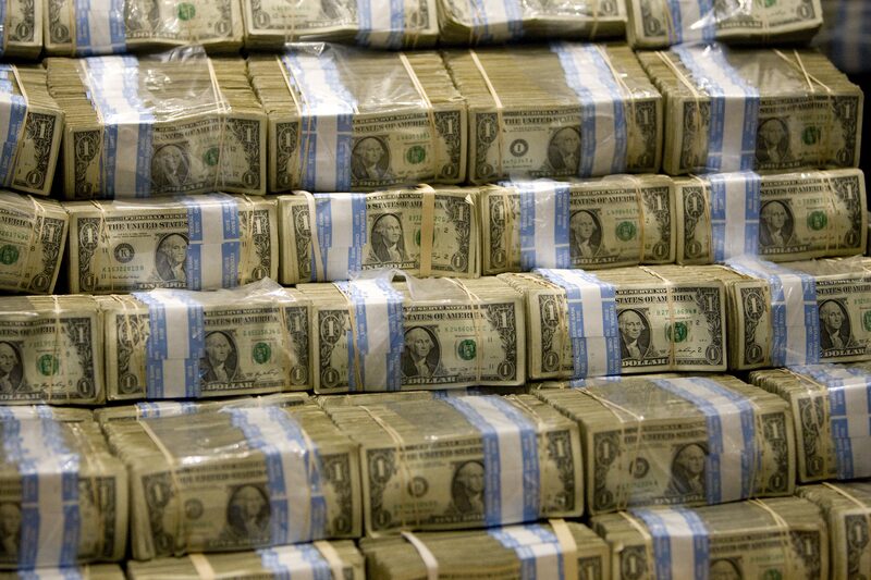 U.S. one-dollar bills are displayed U.S. one-dollar bills are displayed