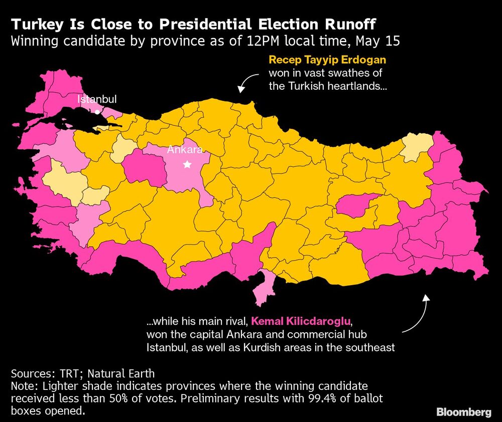 Candidato ganador en cada provincia al mediodía del 15 de mayo Candidato ganador en cada provincia al mediodía del 15 de mayo