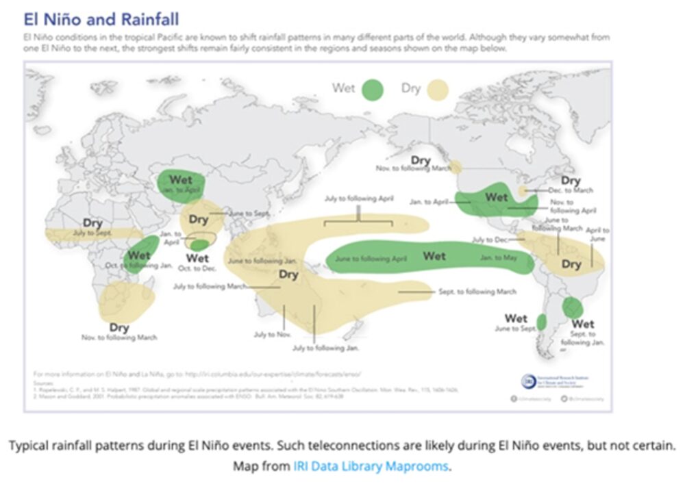 Efectos de humedad y sequía de El Niño Efectos de humedad y sequía de El Niño