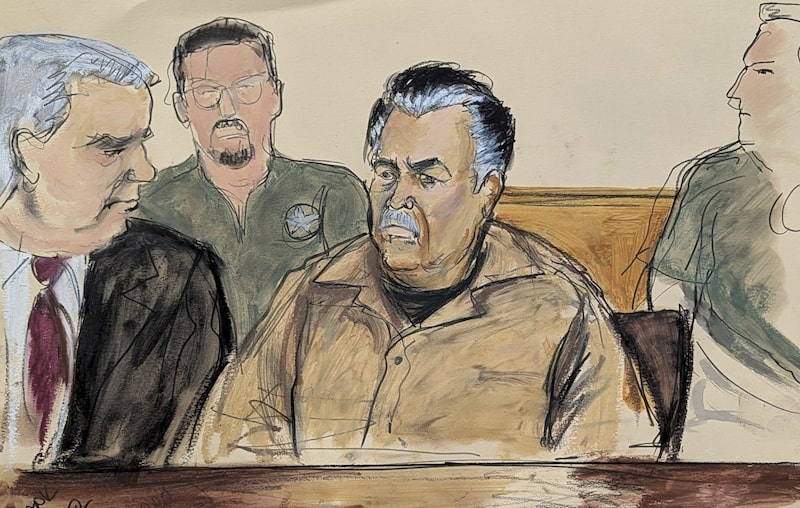 Dibujo de audiencia de Ismael ‘El Mayo’ Zambada García. Dibujo de audiencia de Ismael ‘El Mayo’ Zambada García.