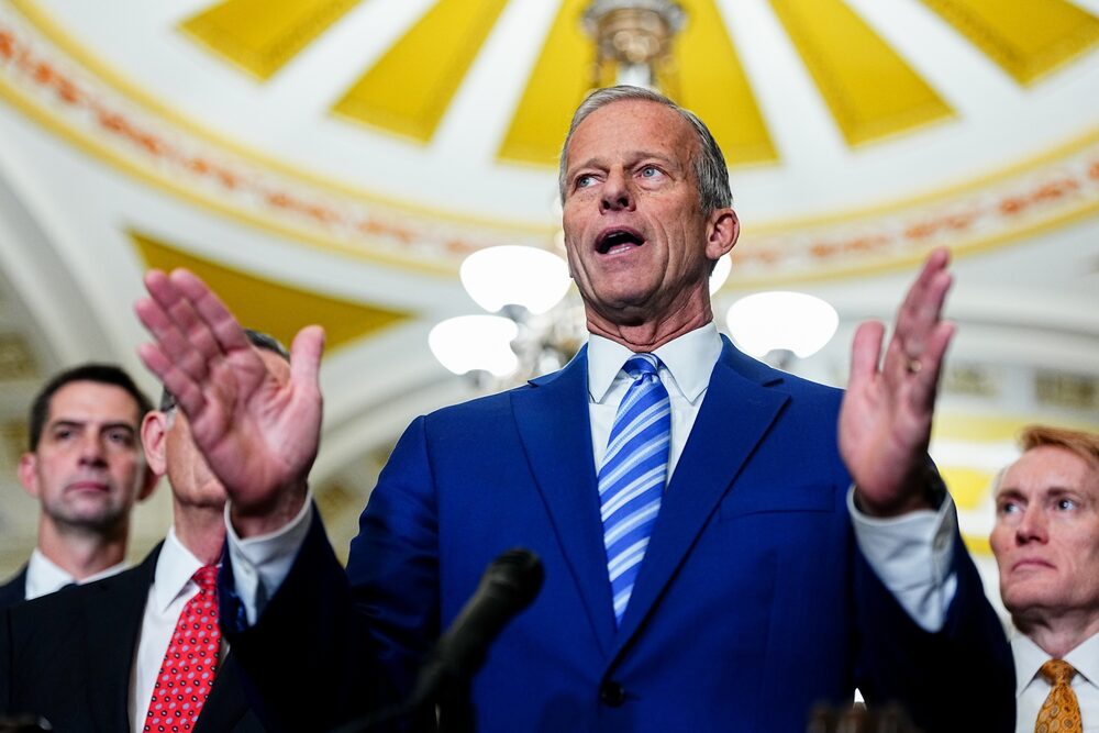 El líder de la mayoría del Senado, John Thune, en el Capitolio de EEUU durante el cierre del Gobierno en octubre. Foto: Aaron Schwartz/Bloomberg El líder de la mayoría del Senado, John Thune, en el Capitolio de EEUU durante el cierre del Gobierno en octubre. Foto: Aaron Schwartz/Bloomberg