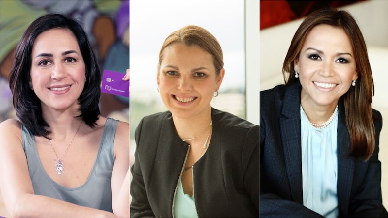 Cristina Junqueira, cofundadora de Nubank; Alexandra Loboda, CEO de Maersk México y Centroamérica; y Aimeé Sentmat, presidenta de Banistmo. Fotos; LinkedIn Cristina Junqueira, cofundadora de Nubank; Alexandra Loboda, CEO de Maersk México y Centroamérica; y Aimeé Sentmat, presidenta de Banistmo. Fotos; LinkedIn