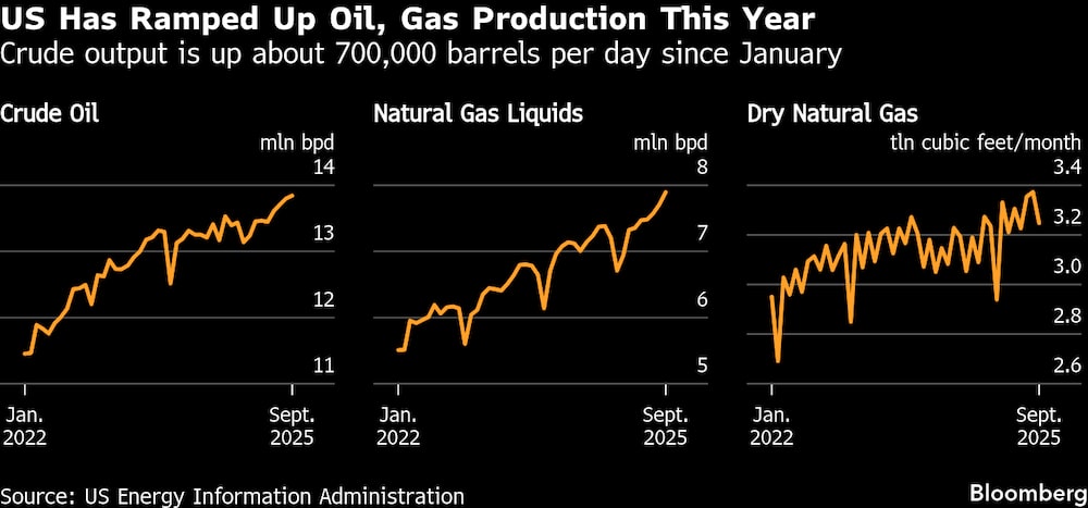 Estados Unidos ha aumentado la producción de petróleo y gas este año. Estados Unidos ha aumentado la producción de petróleo y gas este año.