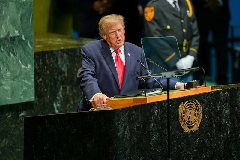 El presidente estadounidense Donald Trump pronuncia un discurso durante la Asamblea General de las Naciones Unidas en Nueva York. Fotógrafa: Angelina Katsanis/Bloomberg. El presidente estadounidense Donald Trump pronuncia un discurso durante la Asamblea General de las Naciones Unidas en Nueva York. Fotógrafa: Angelina Katsanis/Bloomberg.