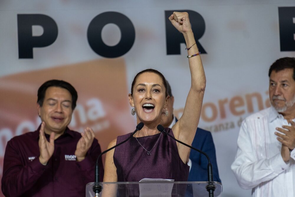 Según Xóchitl Gálvez, AMLO intervino en favor de los candidatos de Morena, como la ganadora de la presidencia, Claudia Sheinbaum (en la imagen). Foto: Fred Ramos/Bloomberg Según Xóchitl Gálvez, AMLO intervino en favor de los candidatos de Morena, como la ganadora de la presidencia, Claudia Sheinbaum (en la imagen). Foto: Fred Ramos/Bloomberg