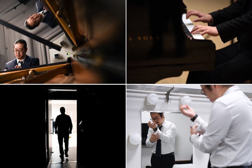 En el sentido de las agujas del reloj, desde la parte superior izquierda: Sorita practica en Nara, ensaya en el escenario, se viste entre bastidores y se prepara para un concierto en Higashiosaka. Fotógrafo: Noriko Hayashi/Bloomberg En el sentido de las agujas del reloj, desde la parte superior izquierda: Sorita practica en Nara, ensaya en el escenario, se viste entre bastidores y se prepara para un concierto en Higashiosaka. Fotógrafo: Noriko Hayashi/Bloomberg
