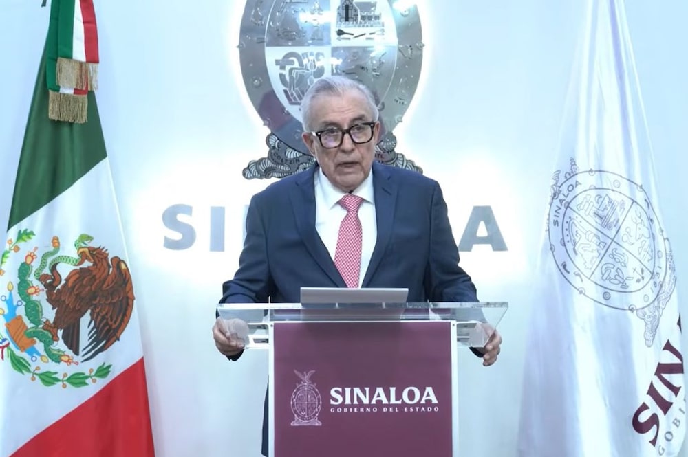 En la imagen, Rubén Rocha Moya durante el mensaje en el que anunció que pidió al Congreso licencia temporal como gobernador de Sinaloa. En la imagen, Rubén Rocha Moya durante el mensaje en el que anunció que pidió al Congreso licencia temporal como gobernador de Sinaloa.