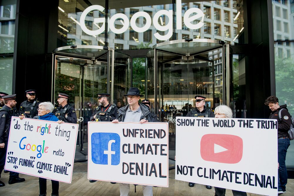 Una protesta frente a Google UK en Londres en 2019. Fotógrafo: Ollie Millington/Getty Images Una protesta frente a Google UK en Londres en 2019. Fotógrafo: Ollie Millington/Getty Images