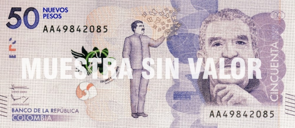 Muestra del billete de $50.000 colombianos Muestra del billete de $50.000 colombianos