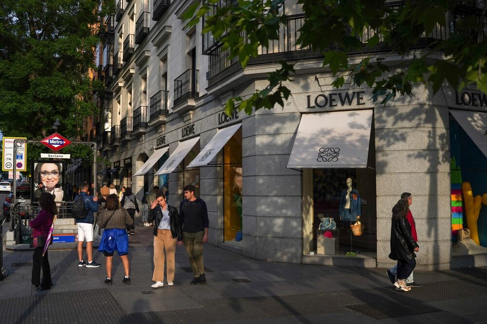 A Loewe SA luxury clothing boutique, operated by LVMH Moet Hennessy Louis SE, in the Salamanca district of Madrid, Spain, on Saturday, May 27, 2023. A flood of funds from well-heeled Latin Americans is changing the face of Madrid: driving property prices soaring and creating a sizzling hot high-end dining scene. A Loewe SA luxury clothing boutique, operated by LVMH Moet Hennessy Louis SE, in the Salamanca district of Madrid, Spain, on Saturday, May 27, 2023. A flood of funds from well-heeled Latin Americans is changing the face of Madrid: driving property prices soaring and creating a sizzling hot high-end dining scene.