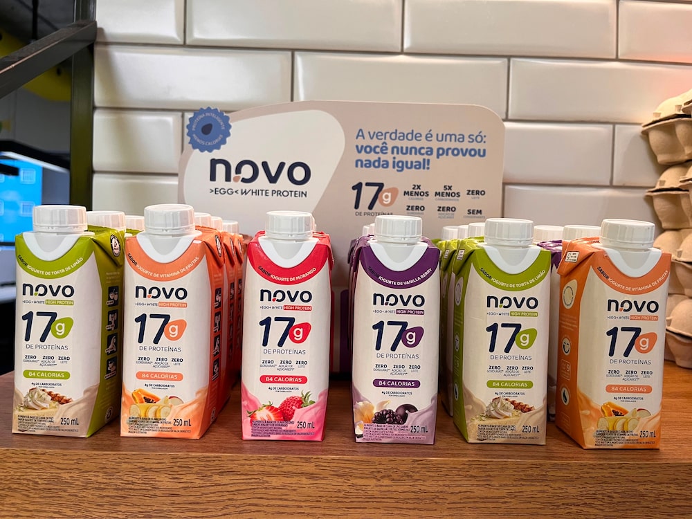 Produto Egg White Protein, da Mantiqueira, à base de clara de ovo Produto Egg White Protein, da Mantiqueira, à base de clara de ovo