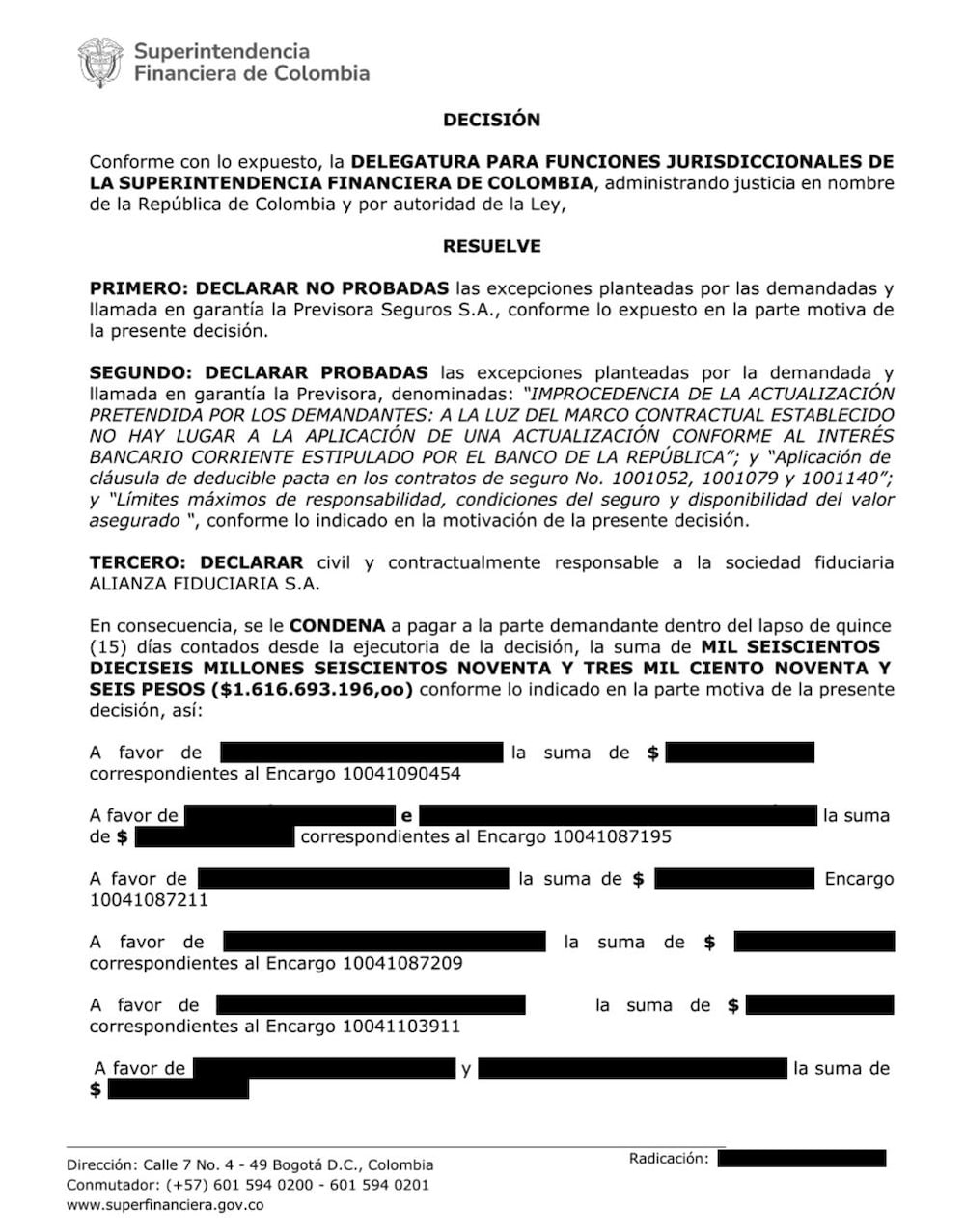 Sentencia Alianza Fiduciaria Sentencia Alianza Fiduciaria