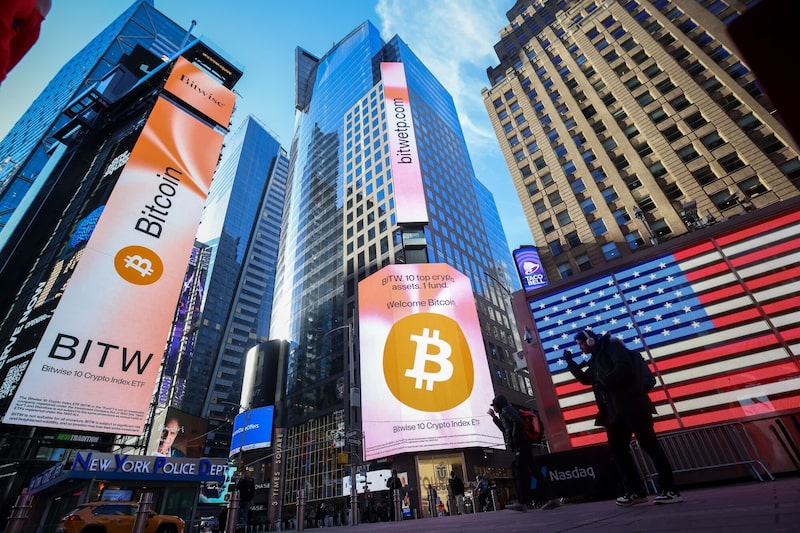 En la foto, publicidad de bitcoin en Times Square, en Nueva York, EE.UU. En la foto, publicidad de bitcoin en Times Square, en Nueva York, EE.UU.