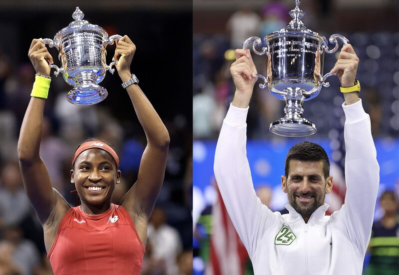 Coco Gauff and Novak Djokovic Photographer: Sarah Stier and Clive Brunskill/Getty Images Coco Gauff and Novak Djokovic Photographer: Sarah Stier and Clive Brunskill/Getty Images