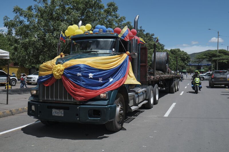 Camiones llegan durante la reapertura de la frontera comercial entre Venezuela y Colombia en Cúcuta, departamento de Norte de Santander, Colombia, el lunes 26 de septiembre de 2022. Camiones llegan durante la reapertura de la frontera comercial entre Venezuela y Colombia en Cúcuta, departamento de Norte de Santander, Colombia, el lunes 26 de septiembre de 2022.