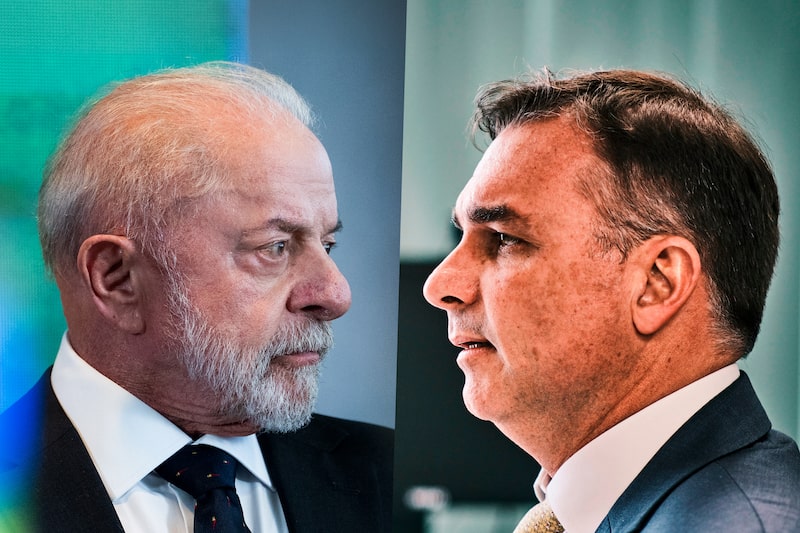 Luiz Inácio Lula da Silva / Flávio Bolsonaro.
Fotos: Aaron Schwartz/Bloomberg e Gustavo Minas/Bloomberg Luiz Inácio Lula da Silva / Flávio Bolsonaro.
Fotos: Aaron Schwartz/Bloomberg e Gustavo Minas/Bloomberg