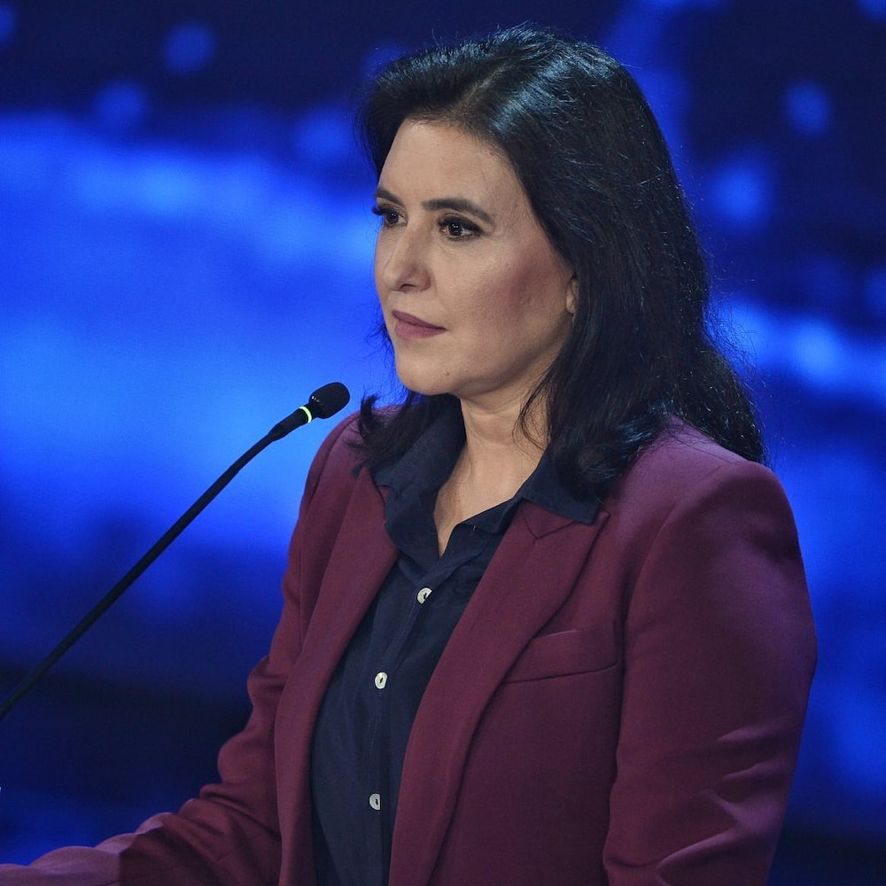 Simone Tebet no debate presidencial na noite de domingo, em 28 de agosto de 2022 Simone Tebet no debate presidencial na noite de domingo, em 28 de agosto de 2022