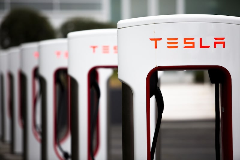 A Tesla Charging Station Ahead Of Earnings Figures A Tesla Charging Station Ahead Of Earnings Figures