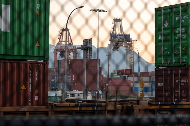 Shipping containers sit at the Port of Vancouver Shipping containers sit at the Port of Vancouver