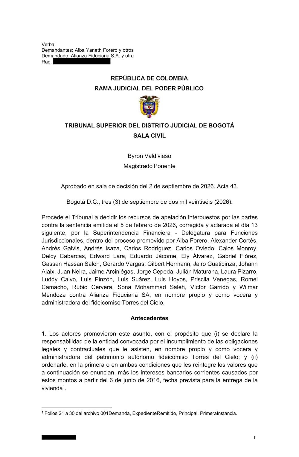 Tribunal Superior de Bogotá Tribunal Superior de Bogotá