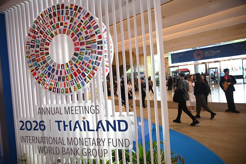 Signage displayed at the International Monetary Fund (IMF) and World Bank annual meetings in Bangkok, Thailand. Photographer: Sirachai Arunrugstichai/Bloomberg Signage displayed at the International Monetary Fund (IMF) and World Bank annual meetings in Bangkok, Thailand. Photographer: Sirachai Arunrugstichai/Bloomberg
