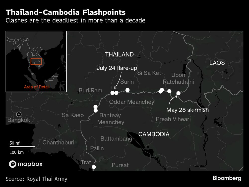 Los puntos álgidos entra Tailandia y Camboya. Los puntos álgidos entra Tailandia y Camboya.
