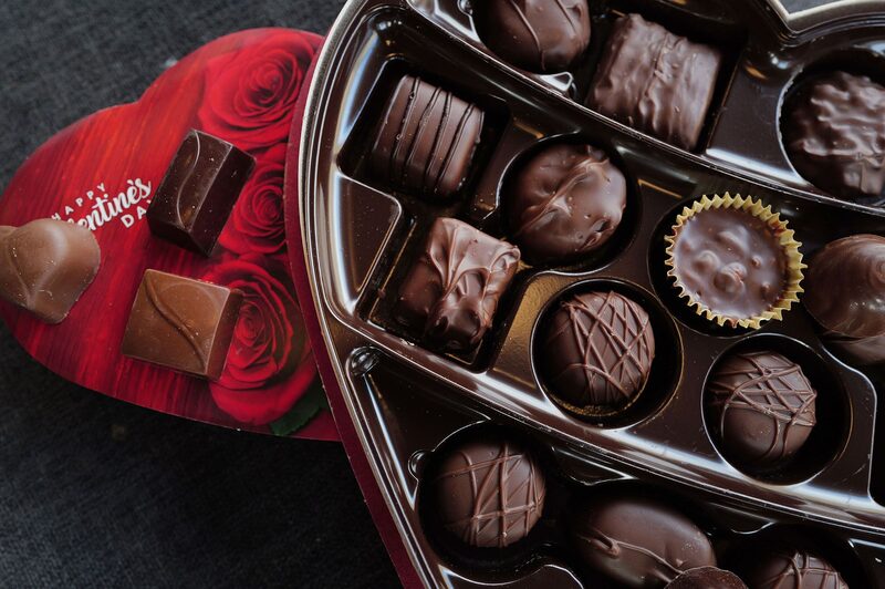 Chocolates packaged for Valentine's Day. Chocolates packaged for Valentine's Day.