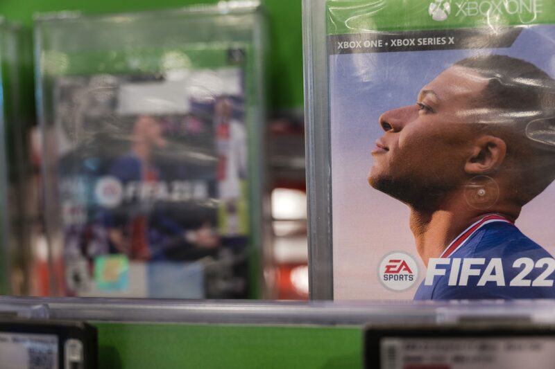 Electronic Arts FIFA 22 video game for XBox consoles for sale at a store in Louisville, Kentucky, U.S., on Saturday, Jan. 29, 2022. Electronic Arts Inc. is scheduled to release earnings figures on February 1. Photographer: Jon Cherry/Bloomberg Electronic Arts FIFA 22 video game for XBox consoles for sale at a store in Louisville, Kentucky, U.S., on Saturday, Jan. 29, 2022. Electronic Arts Inc. is scheduled to release earnings figures on February 1. Photographer: Jon Cherry/Bloomberg