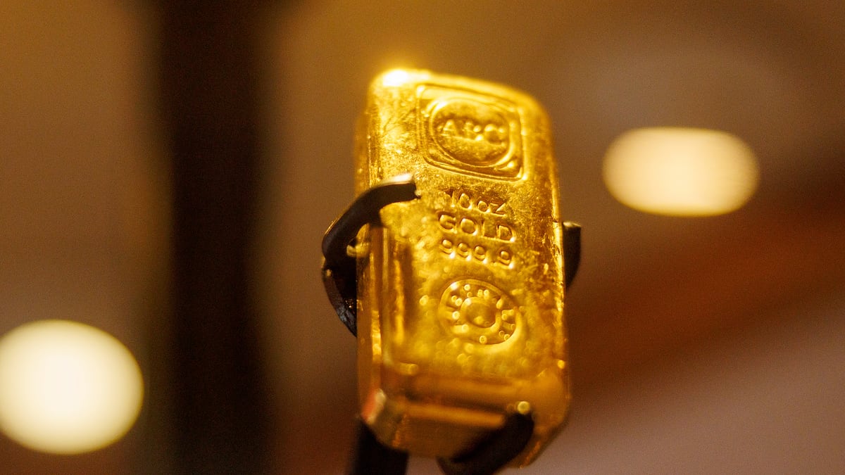 Una barra de oro de 10 onzas.